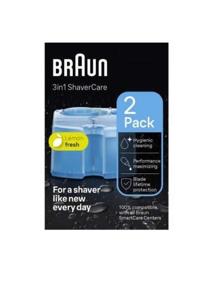 Braun Pack of 2 Lemon Fresh Cleaning Fluid Refill Cartridge for Trimer