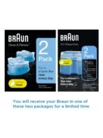 Braun Pack of 2 Lemon Fresh Cleaning Fluid Refill Cartridge for Trimer