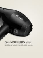 Ikonic Professional Blaze Hair Dryer AC Motor with 2 Interchangeable Nozzles - Black