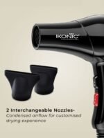 Ikonic Professional Blaze Hair Dryer AC Motor with 2 Interchangeable Nozzles - Black