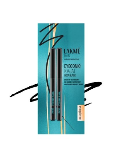 Lakme 9 to 5 Set of 2 Fashionista Eyeconic Lasts upto 24hrs Kajal - Deep Black, 0.35g Each