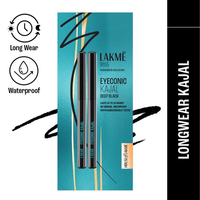 Lakme Eyeconic Kajal Deep Black Twist Up Pencil & Matte Finish - Pack of 2