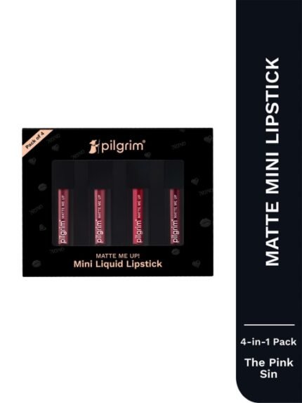 Pilgrim Set Of 4 Matte Me Up Mini Liquid Lipstick - 4 ml Each - The Pink Sin