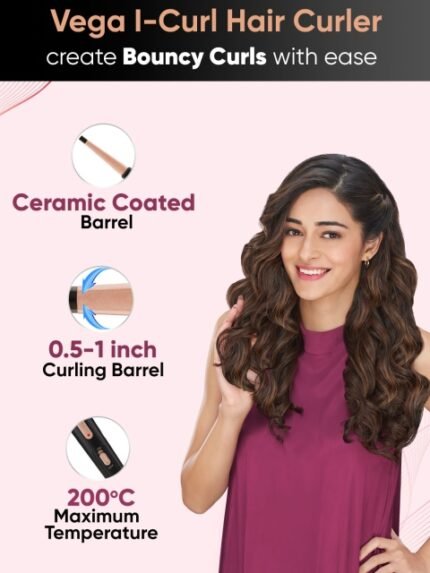 VEGA VHCH-05 I-Curl Hair Curler with 0.5 Inch-1 Inch Barrel & Quick Heat-up Technology